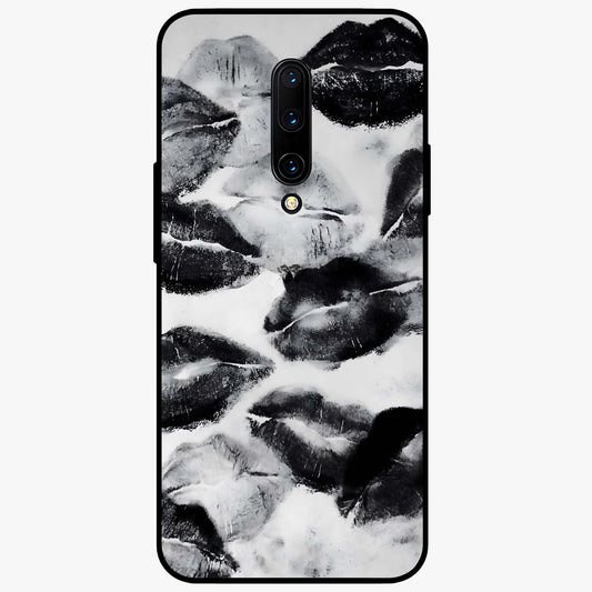 Midnight Kiss Marks Glass Case showing flat back view with lipstick kiss mark artwork and glossy glass finish.
