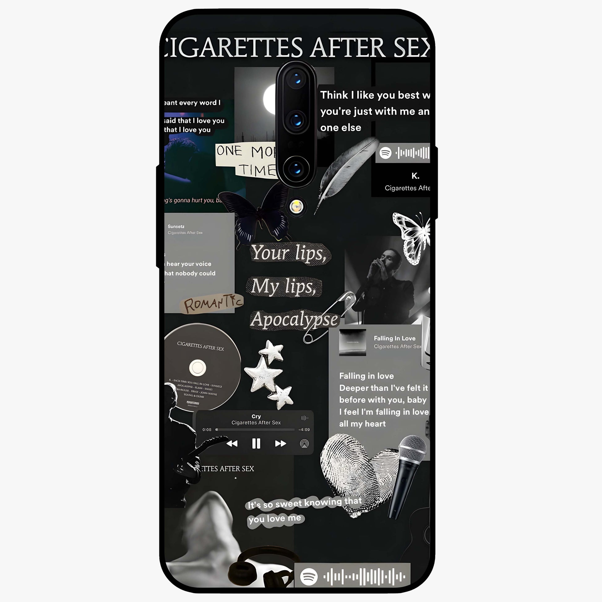 Midnight Love Echo Glass Case showing flat back view with romantic midnight themed artwork and glossy glass finish.