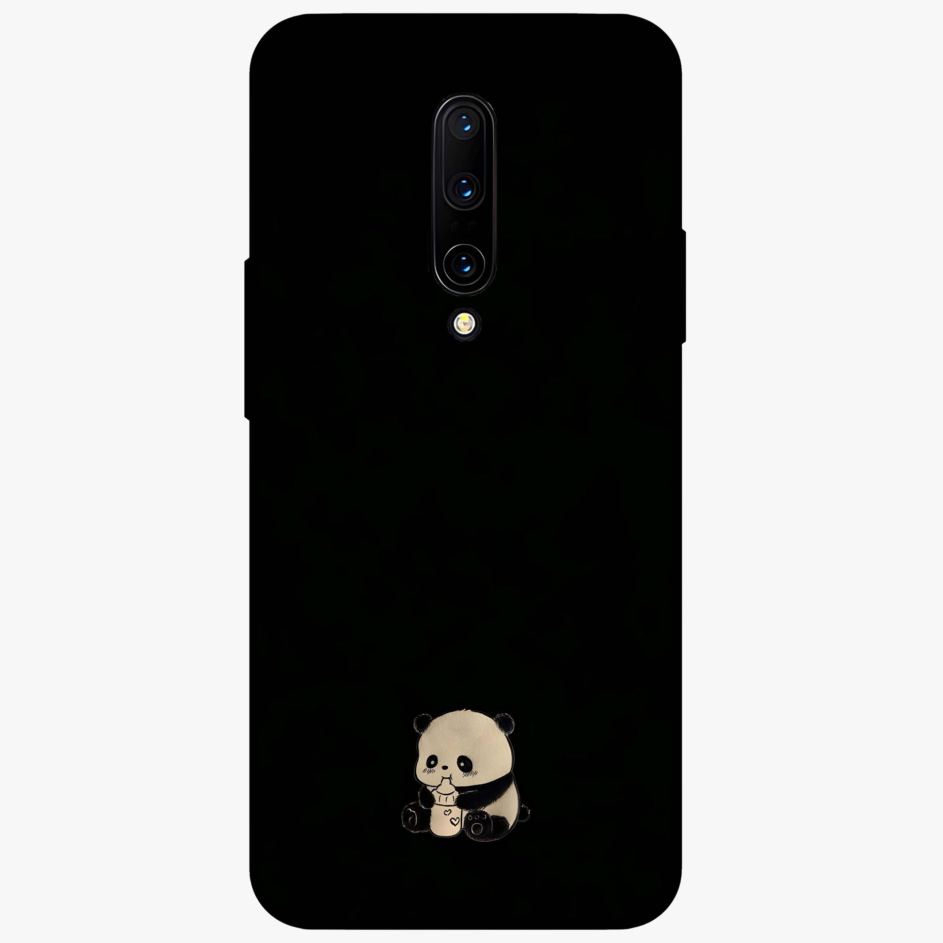 Midnight Panda Love Glass Case showing flat back view with cute panda themed artwork and glossy glass finish.