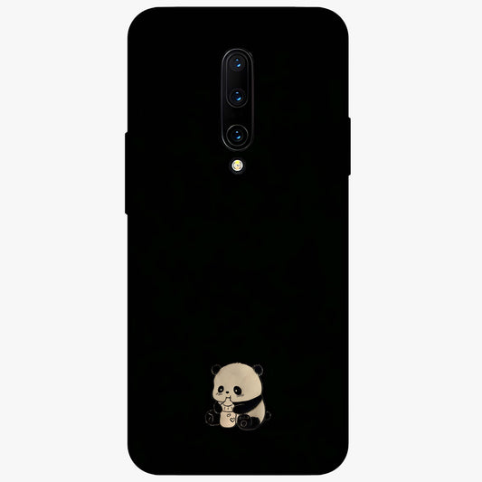 Midnight Panda Love Glass Case showing flat back view with cute panda themed artwork and glossy glass finish.
