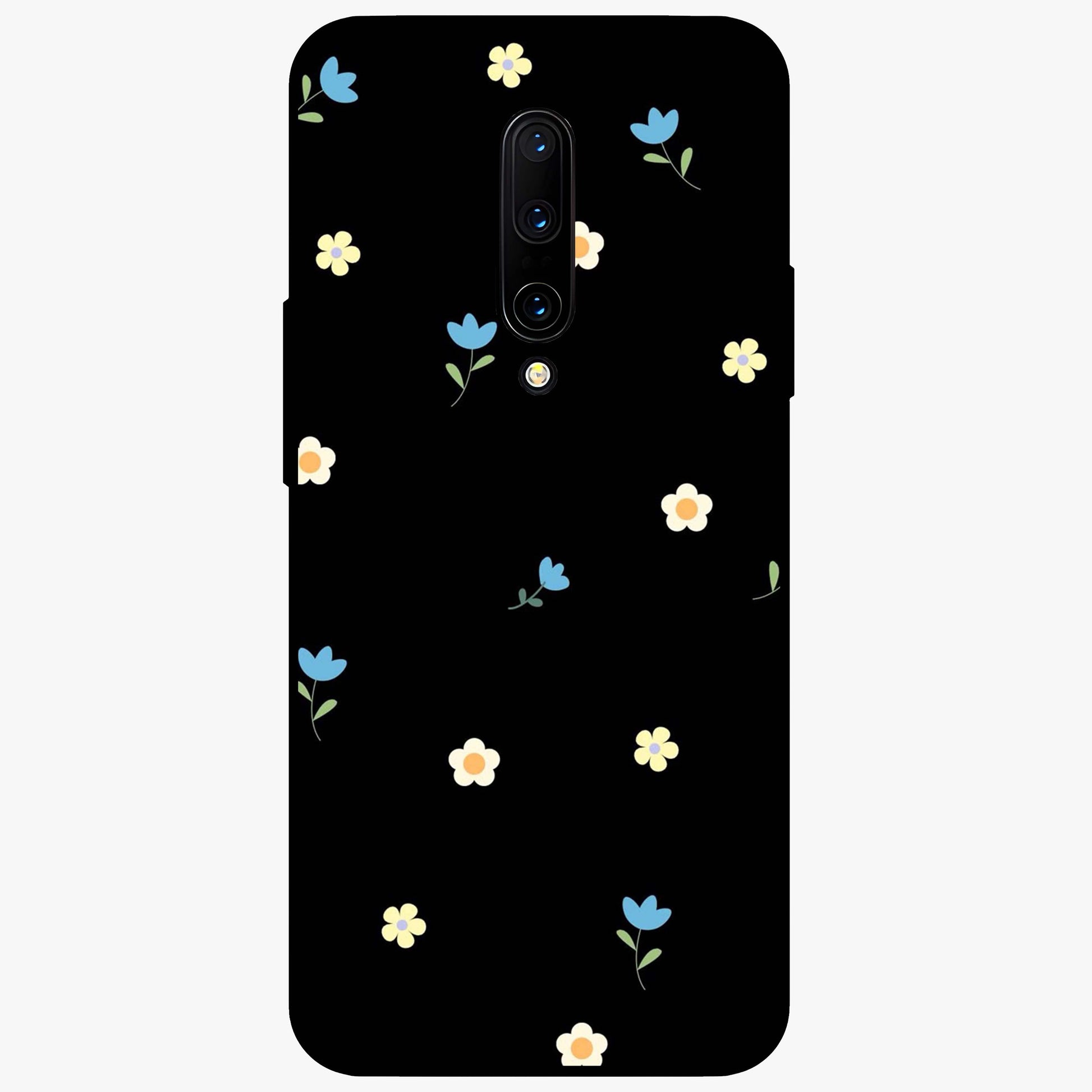 Minimalistic Blue With White Flower Pattern Glass Case showing flat back view with blue background and white flower pattern and glossy glass finish.