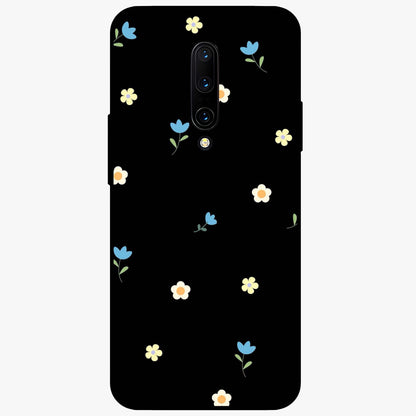 Minimalistic Blue With White Flower Pattern Glass Case showing flat back view with blue background and white flower pattern and glossy glass finish.