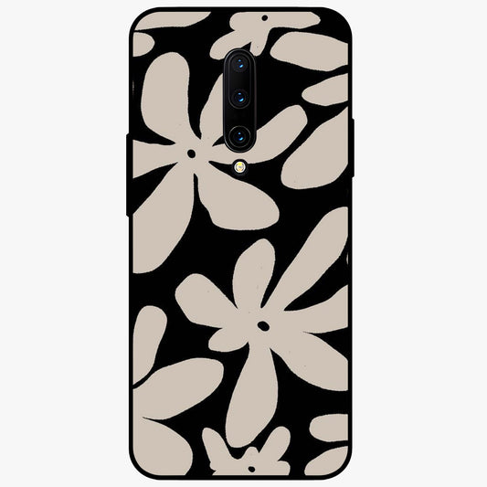Monochrome Petal Dance Glass Case showing flat back view with monochrome floral artwork and glossy glass finish.