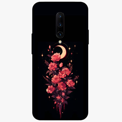 Moonlit Floral Elegance Glass Case showing flat back view with elegant floral artwork under moonlit tones and glossy glass finish.