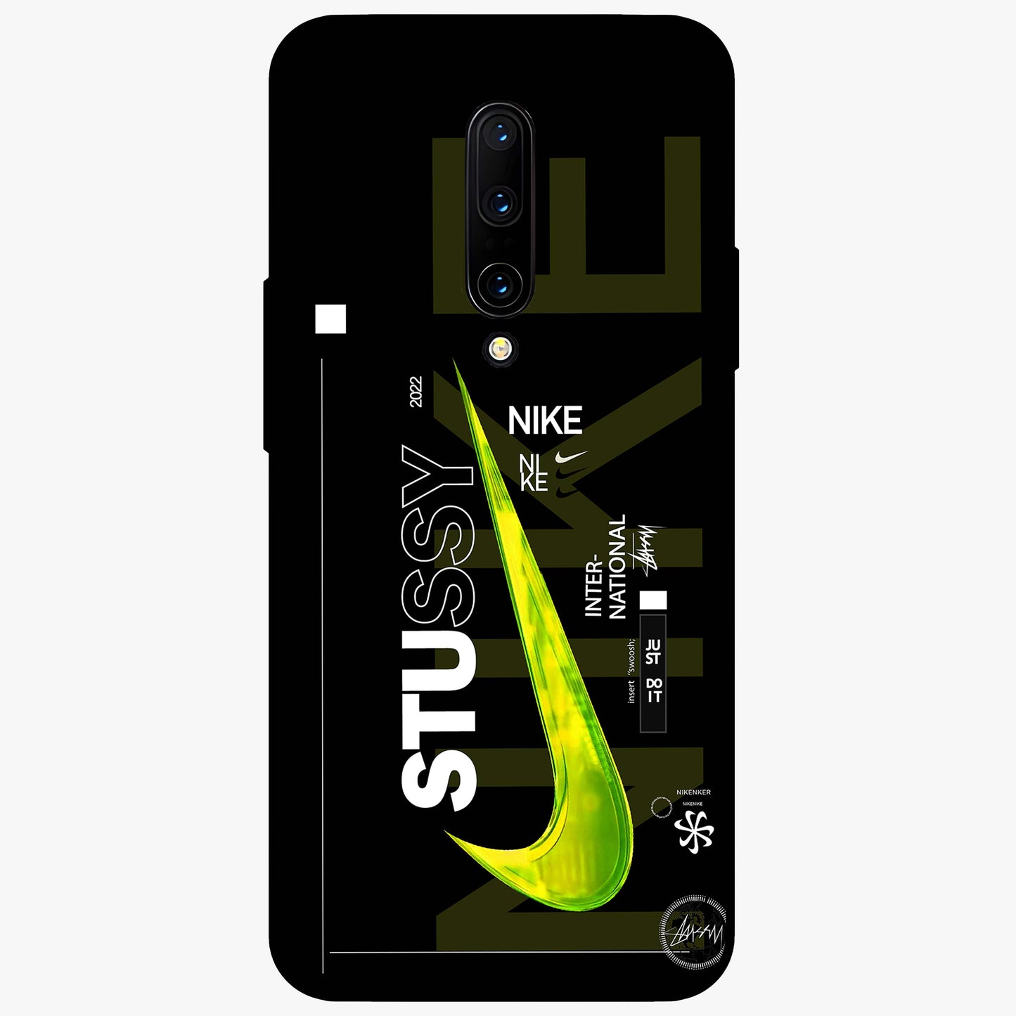 Neon Street Edition Glass Case showing flat back view with neon street style artwork and glossy glass finish.
