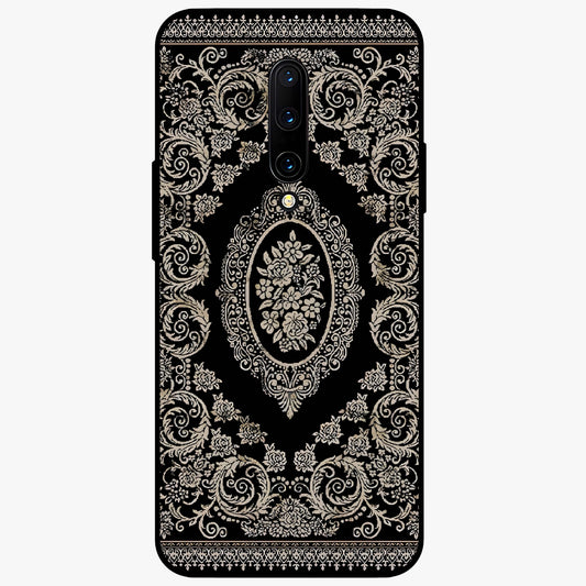 Noir Bloom Elegance Glass Case showing flat back view with elegant dark floral artwork and glossy glass finish.