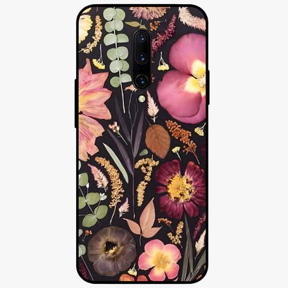 Petal Dream Tapestry Glass Case showing flat back view with intricate floral tapestry artwork and glossy glass finish.
