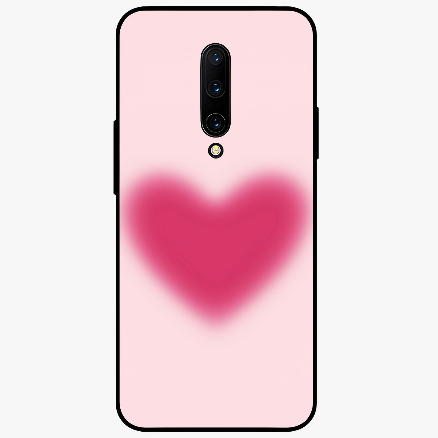 Pink Aura Heart Glass Case showing flat back view with glowing heart artwork and glossy glass finish.