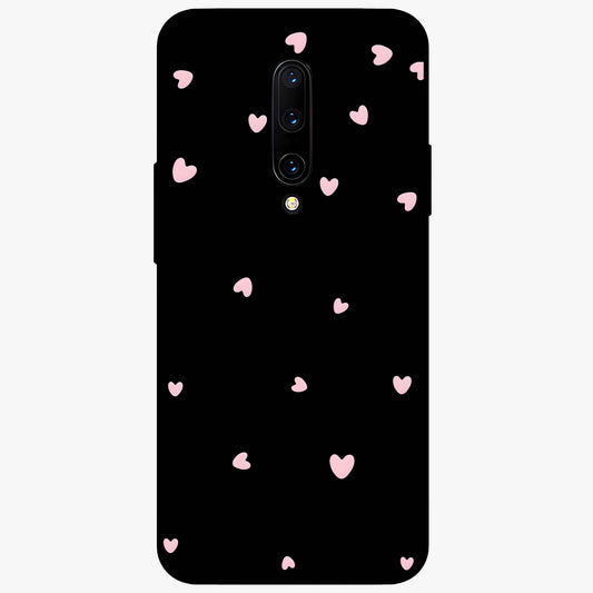 Pink Love Drops Glass Case showing flat back view with playful pink heart drops artwork and glossy glass finish.
