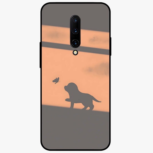 Puppy Shadow Art Glass Case showing flat back view with cute puppy shadow style artwork and glossy glass finish.