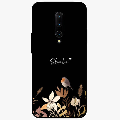 Quiet Garden Tune Custom Name Glass Case showing flat back view with peaceful garden artwork and personalized name design.