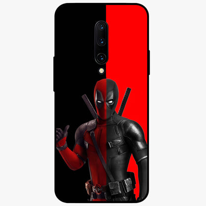 Red & Black Deadpool Theme Glass Case showing flat back view with bold comic inspired artwork and glossy glass finish.