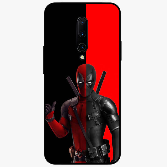 Red & Black Deadpool Theme Glass Case showing flat back view with bold comic inspired artwork and glossy glass finish.