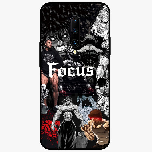 Relentless Power Focus Glass Case showing flat back view with motivational typography artwork and glossy glass finish.