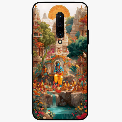 Sacred Sunlight Gods Glass Case showing flat back view with divine sunlight themed artwork and glossy glass finish.