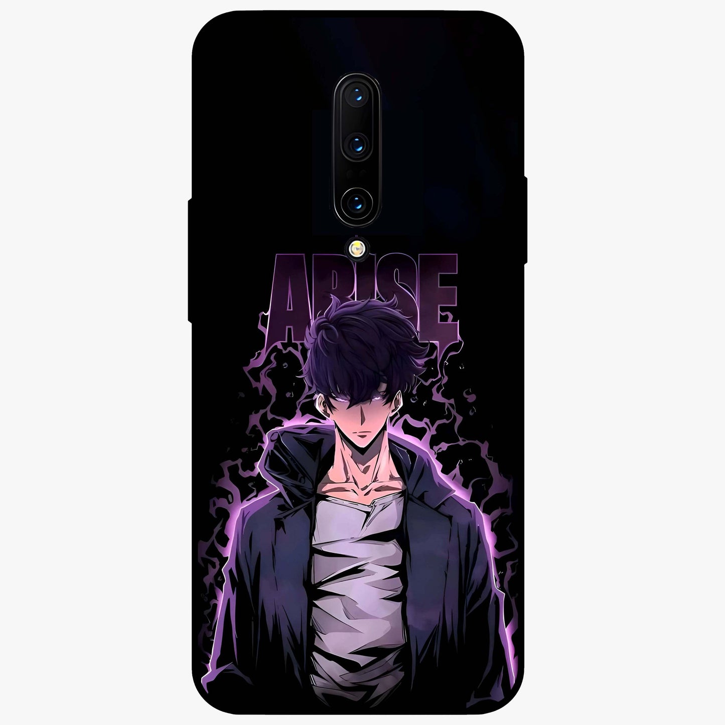 Shadow Monarch Awakening Glass Case showing flat back view with powerful dark monarch themed artwork and glossy glass finish.