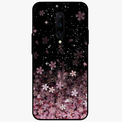 Small Starry Flowers Glass Case showing flat back view with delicate starry floral artwork and glossy glass finish.
