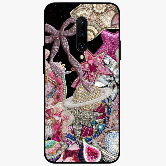 Starlit Jewel Dream Glass Case showing flat back view with sparkling jewel and star themed artwork and glossy glass finish.