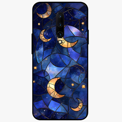Starlit Sky Tapestry Glass Case showing flat back view with decorative starry sky tapestry artwork and glossy glass finish.