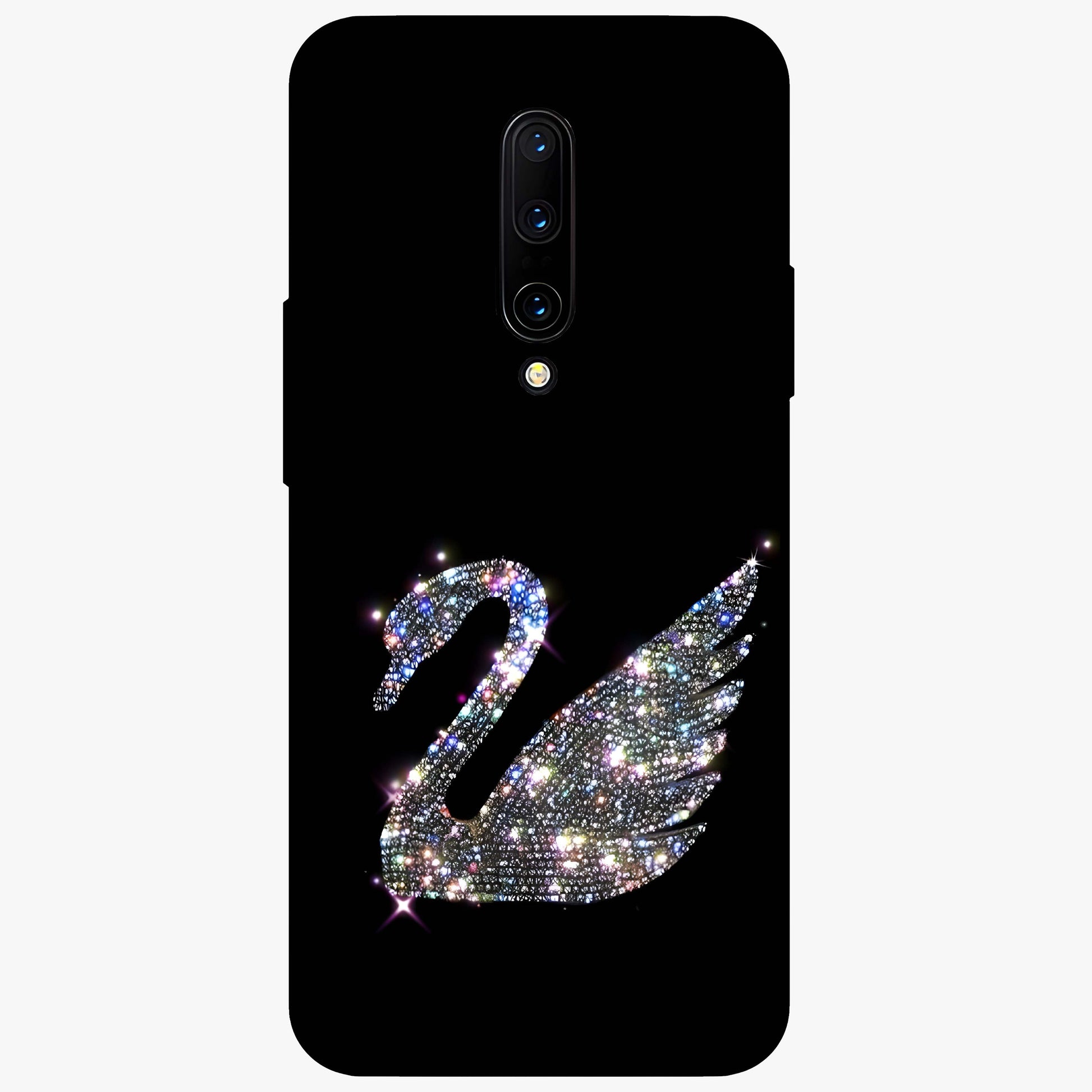 Starlit Swan Grace Glass Case showing flat back view with graceful swan artwork under starry sky and glossy glass finish.