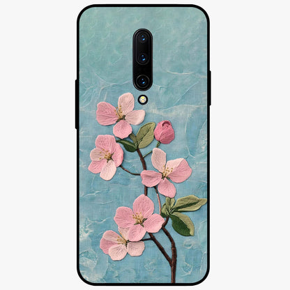 Threaded Blossom Breeze Glass Case showing flat back view with delicate blossom artwork and glossy glass finish.