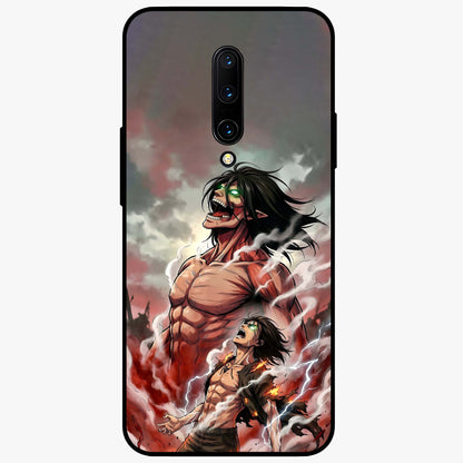 Titan Awakening Fury Glass Case showing flat back view with powerful titan inspired artwork and glossy glass finish.