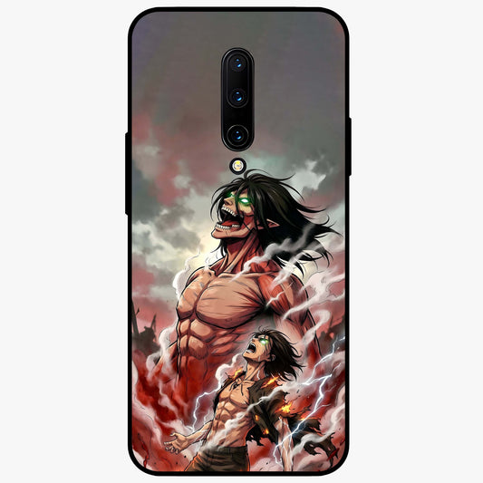 Titan Awakening Fury Glass Case showing flat back view with powerful titan inspired artwork and glossy glass finish.