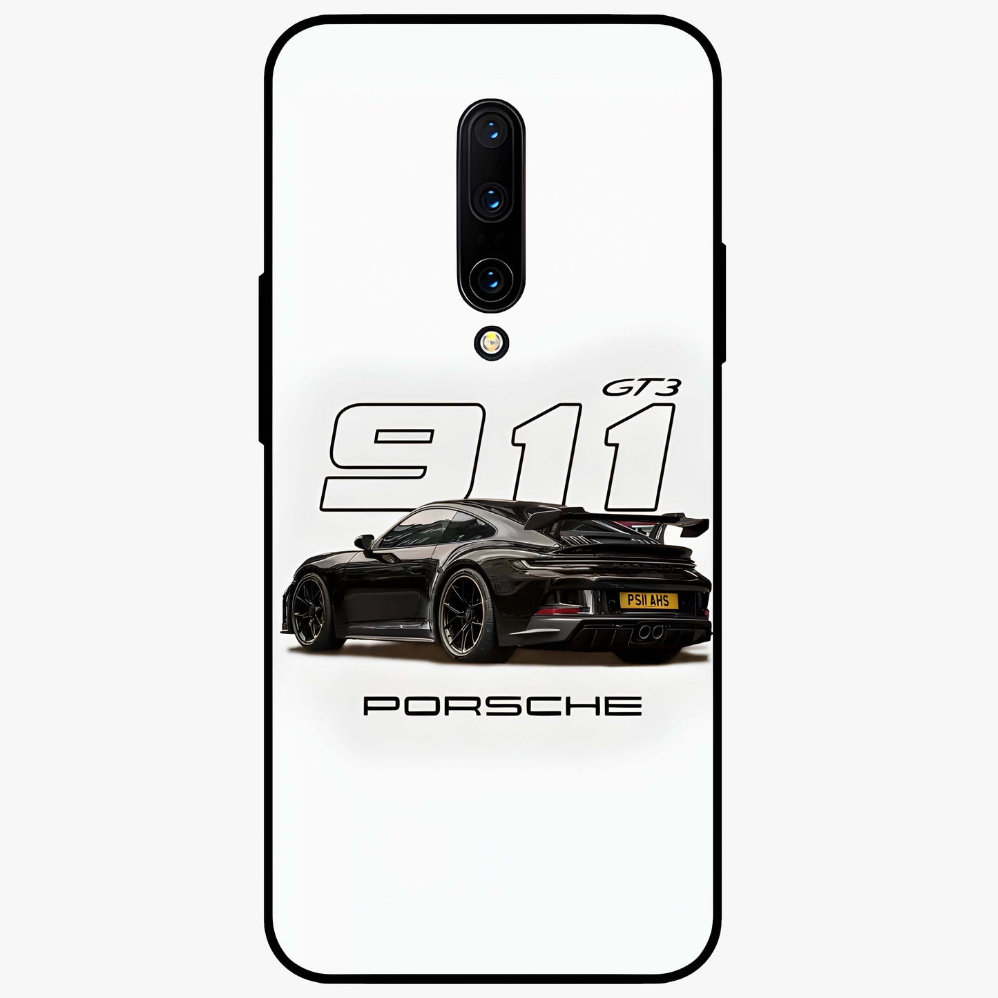 Turbo Legacy Icon Glass Case showing flat back view with iconic sports car inspired artwork and glossy glass finish.