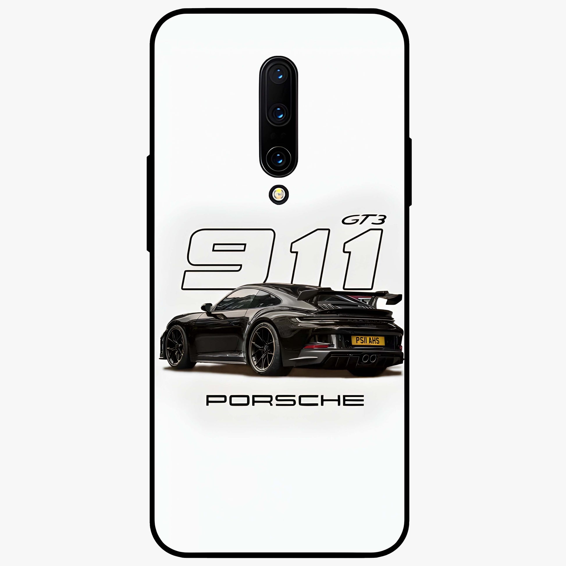 Turbo Legacy Icon Glass Case showing flat back view with iconic sports car inspired artwork and glossy glass finish.