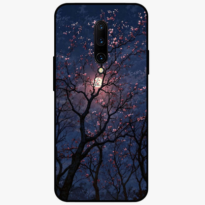 Twilight Sakura Serenade Glass Case showing flat back view with cherry blossom artwork at twilight and glossy glass finish.