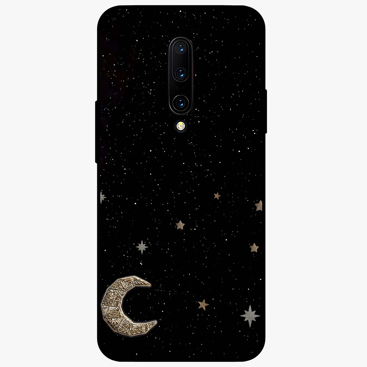 Twinkle Star With Half Moon Glass Case showing flat back view with star and half moon artwork and glossy glass finish.