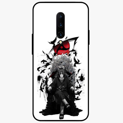 Uchiha Shadow Throne Glass Case showing flat back view with cosmic underwater themed artwork and glossy glass finish.