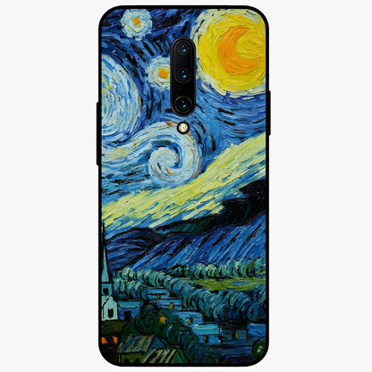 Van Gogh Art Glass Case showing flat back view with classic painterly artwork inspired by Van Gogh style and glossy glass finish.
