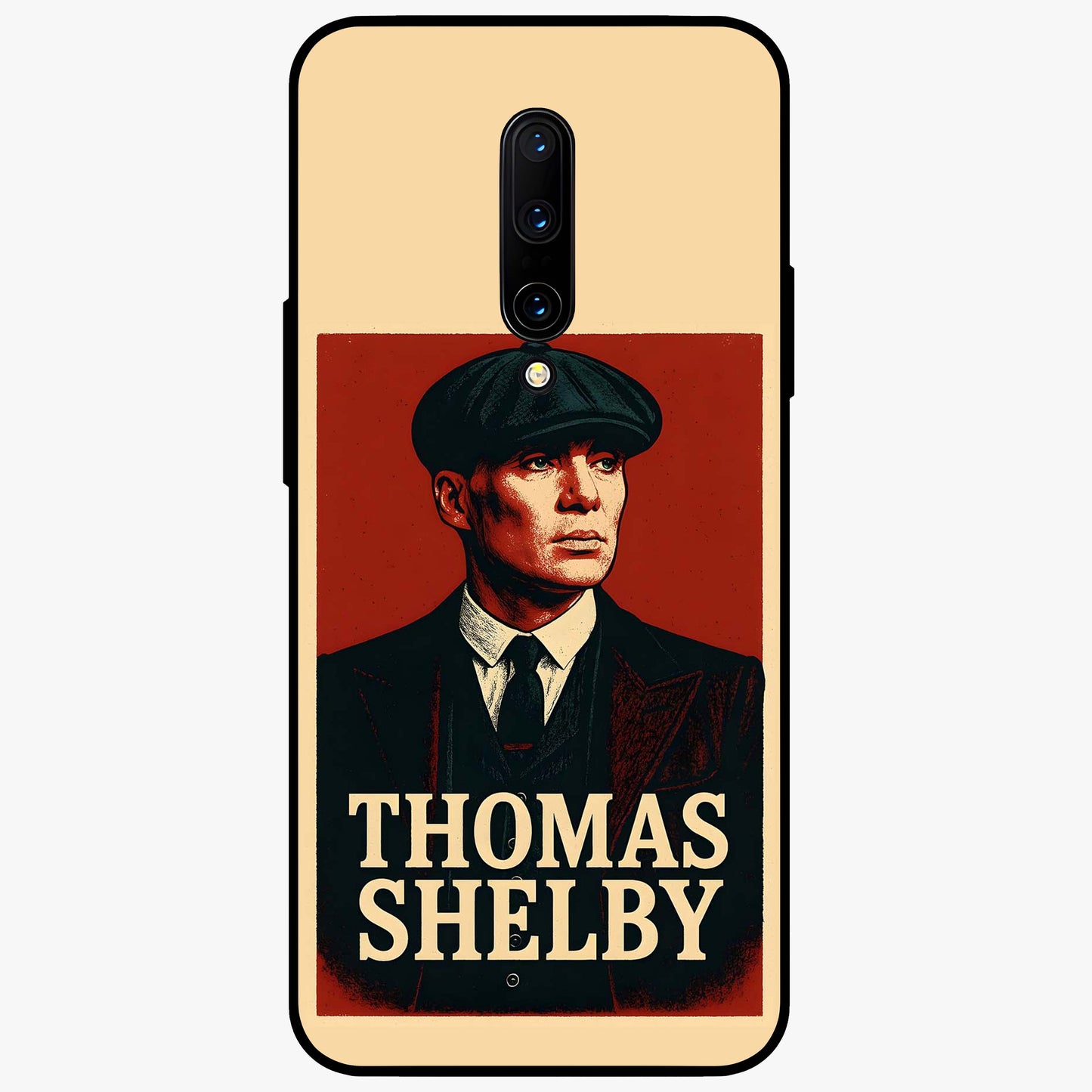 Vintage Mafia Authority Glass Case showing flat back view with bold vintage mafia inspired artwork and glossy glass finish.