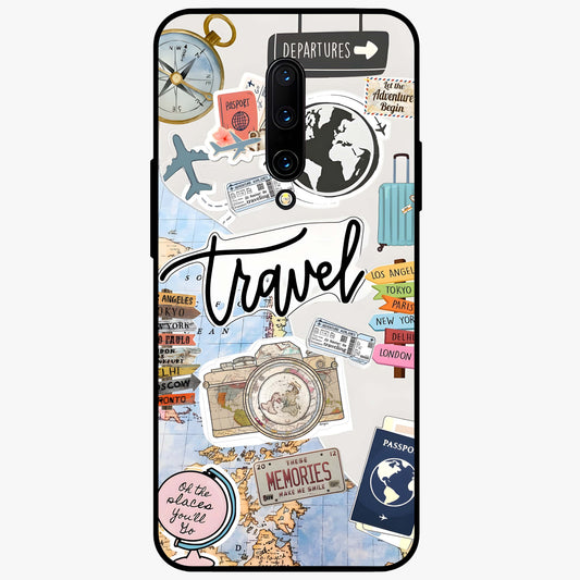 Wanderlust Journal Glass Case showing flat back view with travel inspired artwork and glossy glass finish.
