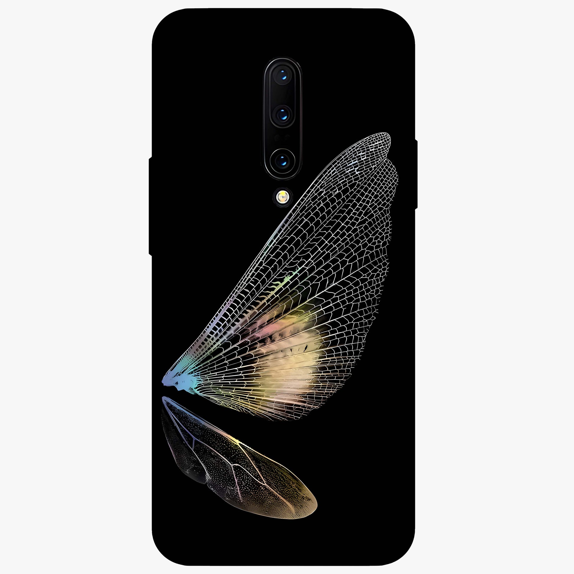 Whispers Of Wings Glass Case showing flat back view with graceful wing inspired artwork and glossy glass finish.