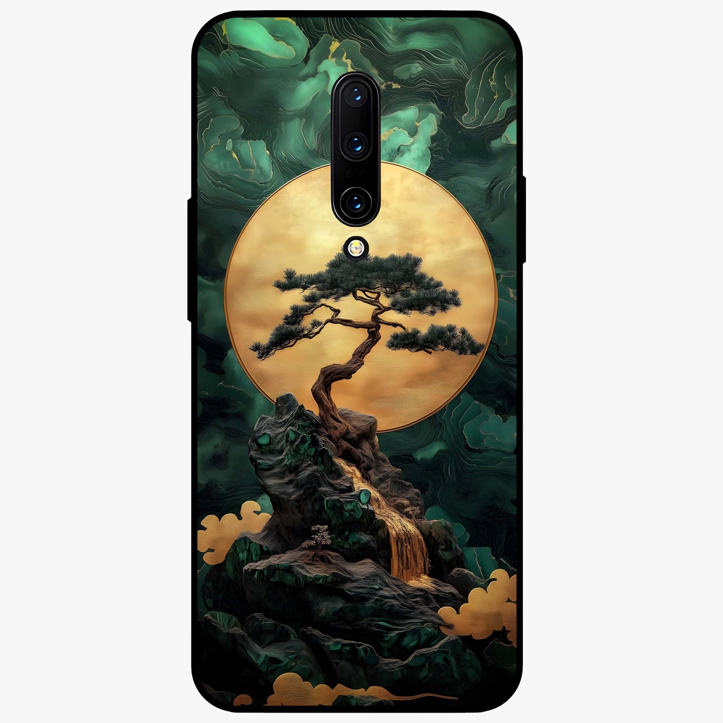 Zen Moon Rise Glass Case showing flat back view with calm moonrise artwork and glossy glass finish.