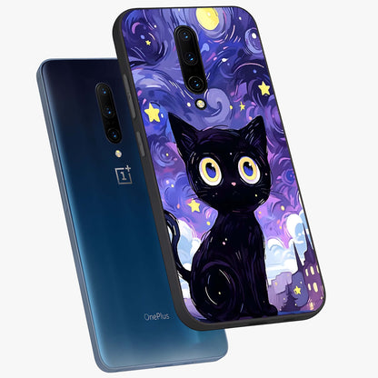 Abstract Cat Art Glass Case displayed in angled mockup highlighting modern abstract cat artwork and sleek glass surface.