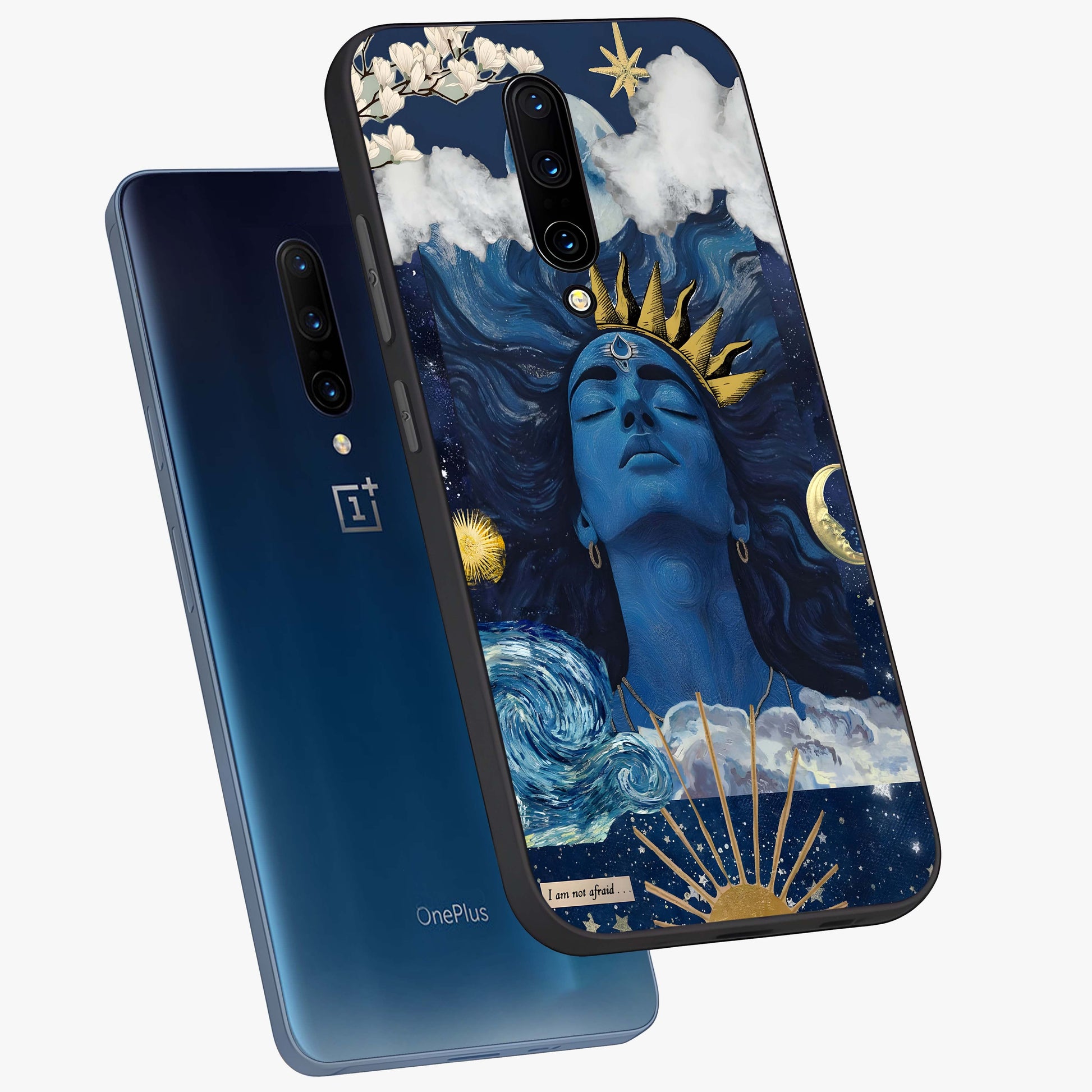 Aesthetic Lord Shiva Glass Case displayed in angled mockup highlighting spiritual Shiva illustration and sacred aesthetic design.