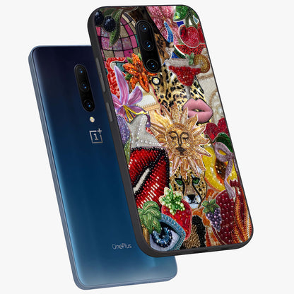 Beaded Fashion Jungle Glass Case displayed in angled mockup highlighting colorful fashion bead design and artistic pattern.