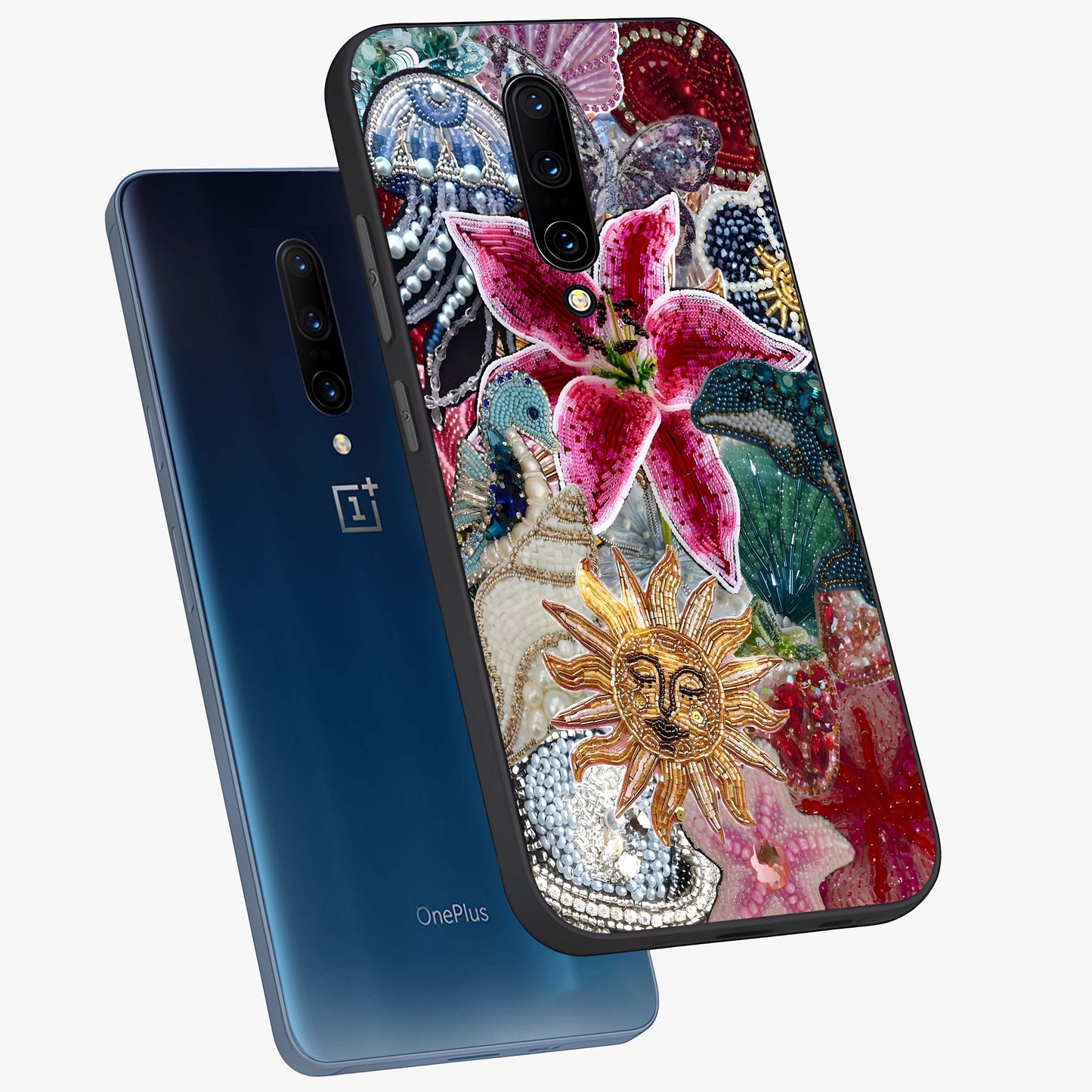 Beaded Garden Fantasy Glass Case displayed in angled mockup highlighting fantasy inspired floral bead pattern.