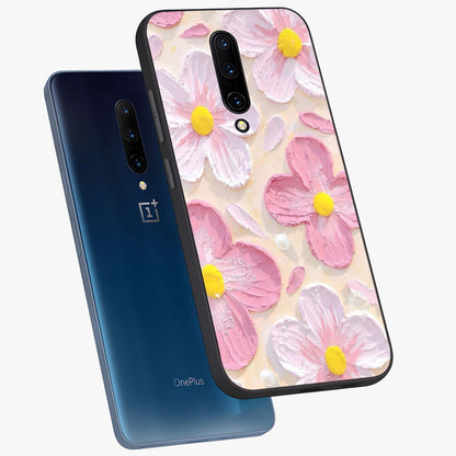 Blush Bloom Texture Glass Case displayed in angled mockup highlighting subtle bloom pattern with aesthetic pastel design.