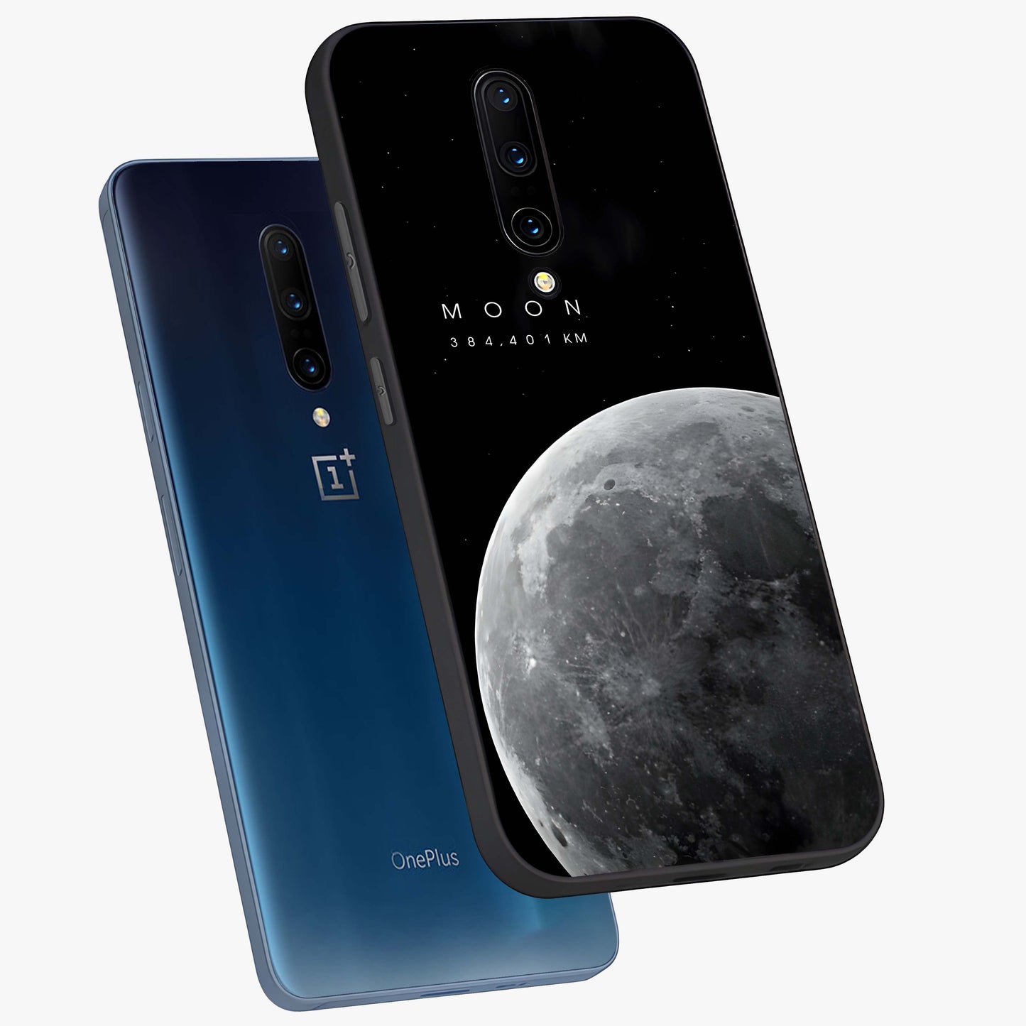 Cosmic Moon Glow Glass Case displayed in angled mockup highlighting celestial moon design with cosmic aesthetic theme.