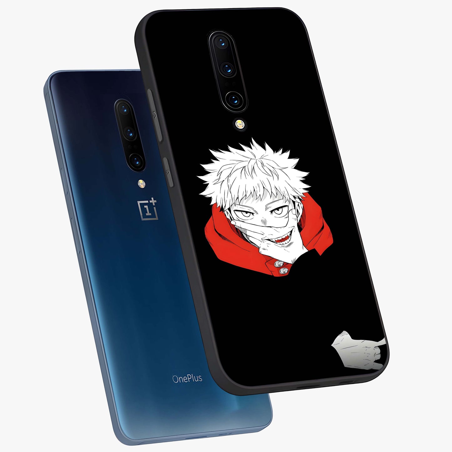 Crimson Chaos Smile Glass Case displayed in angled mockup highlighting edgy crimson smile design with graphic aesthetic.