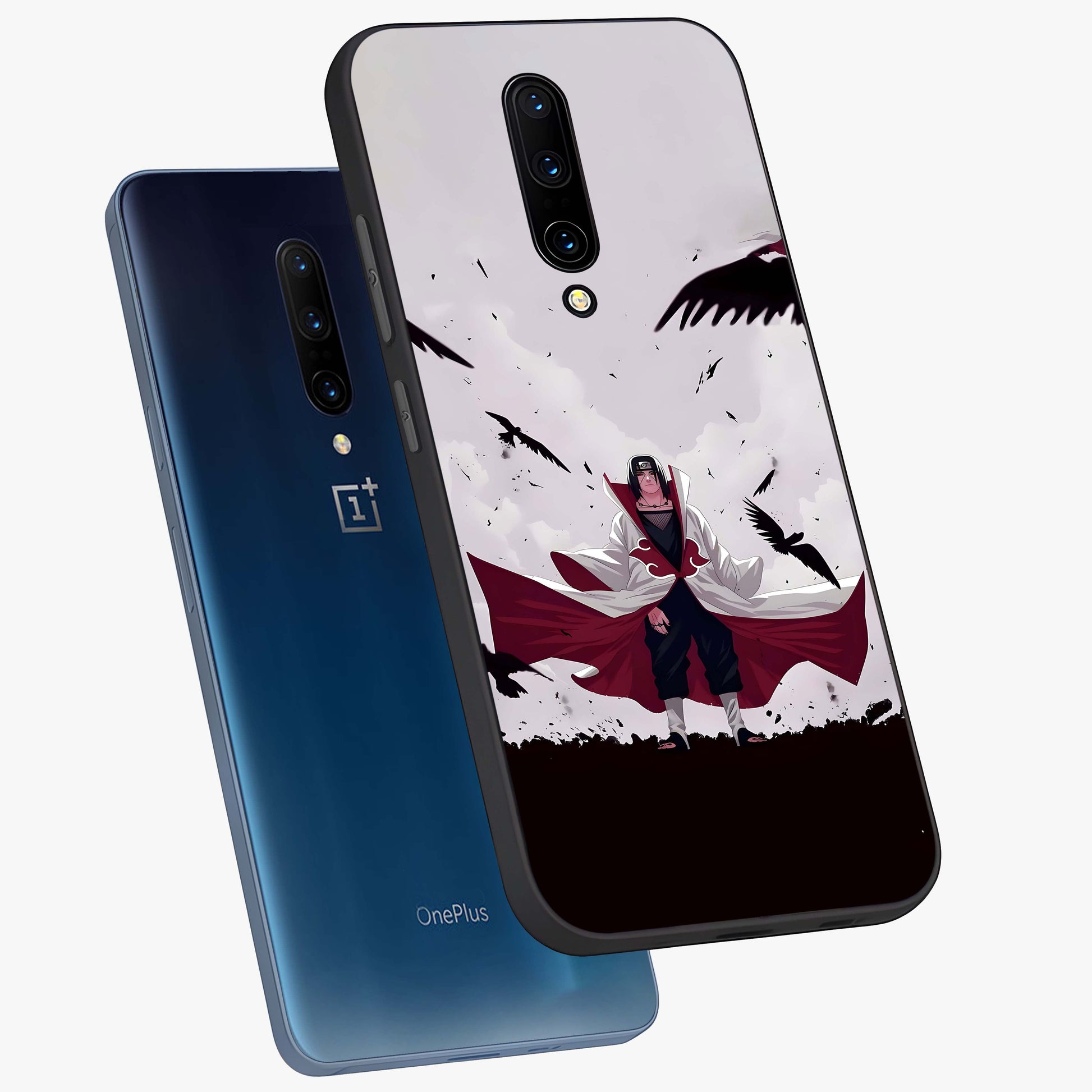 Crimson Crow Ascension Glass Case displayed in angled mockup highlighting powerful crow illustration with dark crimson aesthetic.