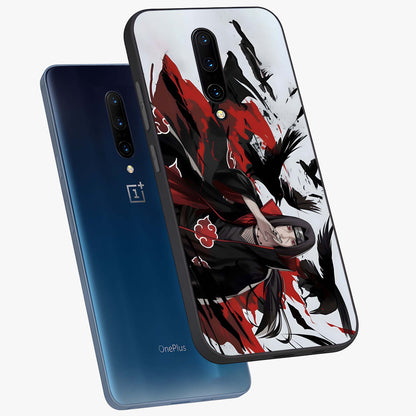 Crimson Crow Illusion Glass Case displayed in angled mockup highlighting mysterious crow graphic with dark aesthetic style.