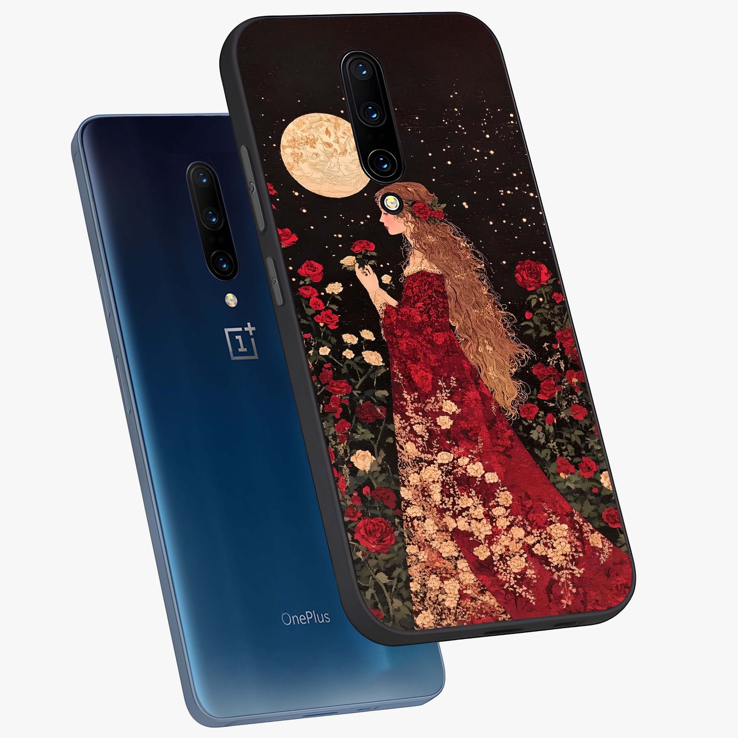 Crimson Dreams Glass Case displayed in angled mockup highlighting soft crimson aesthetic design with artistic theme.