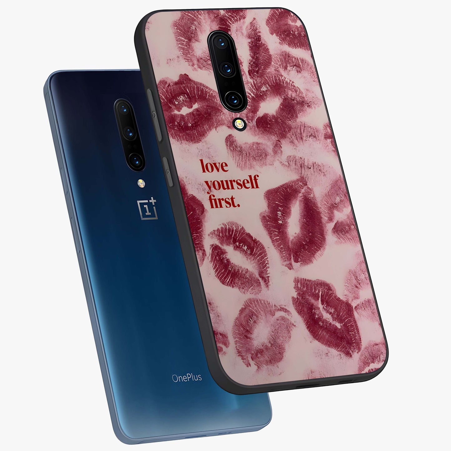 Crimson Kiss Love Glass Case displayed in angled mockup highlighting bold love inspired design with modern aesthetic style.