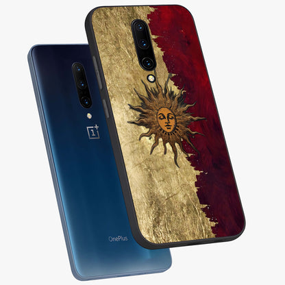 Crimson Sun Majesty Glass Case displayed in angled mockup highlighting majestic crimson sun design with bold aesthetic style.