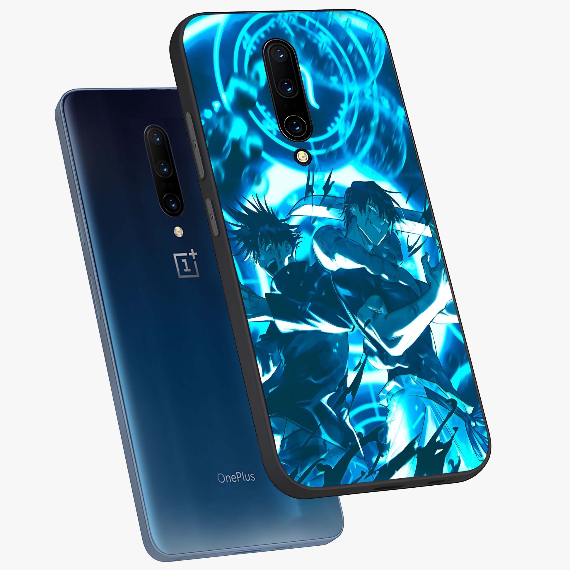 Cursed Energy Clash Glass Case displayed in angled mockup highlighting powerful battle inspired graphic with anime style aesthetic.